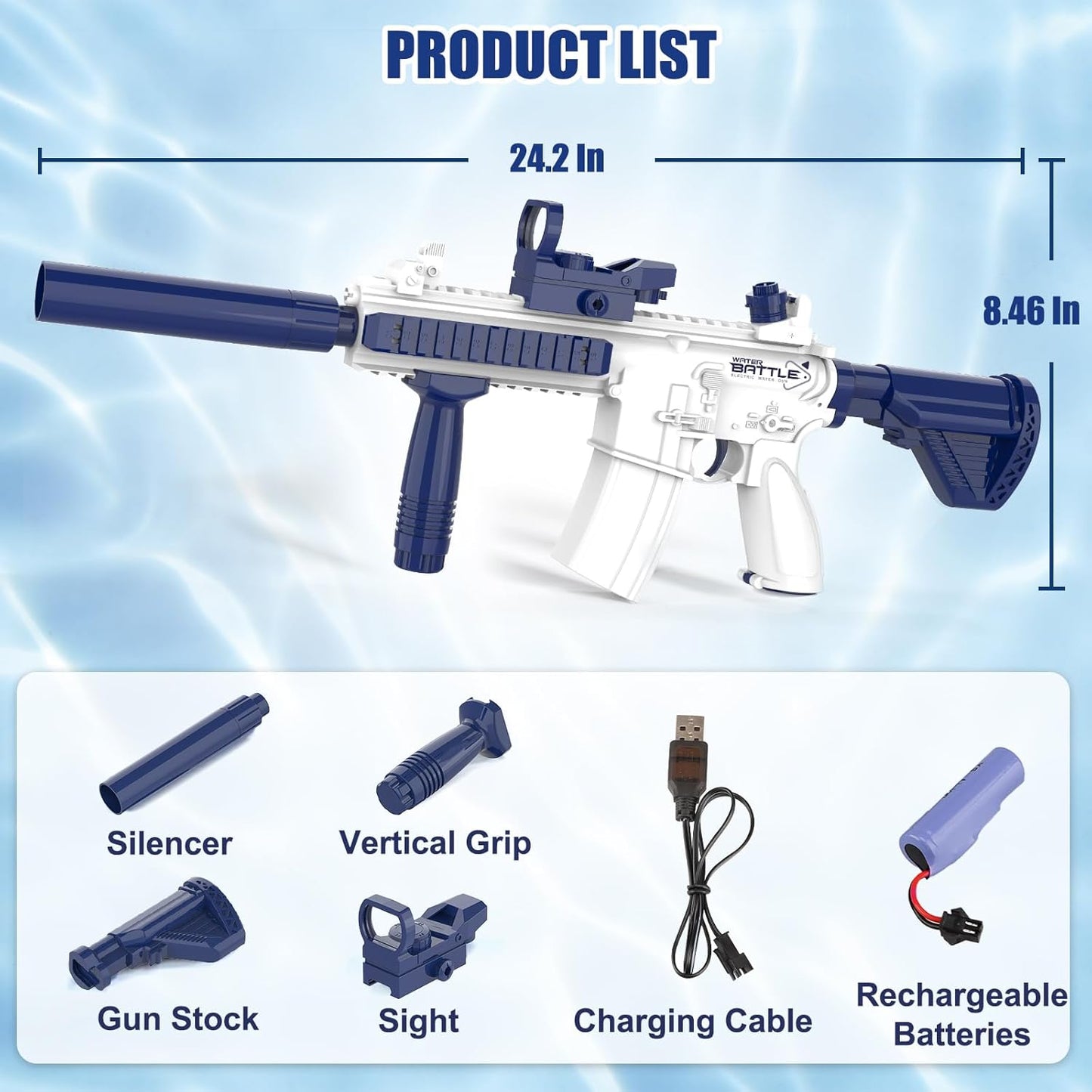 Electric Water Gun for Kids Adults - Automatic Squirt Gun with up to 32 Ft Long Range, Summer Outdoor Beach Swimming Pool Party Toys, Gift for Kids Age 8 9 10 11 12 Years Old Boys